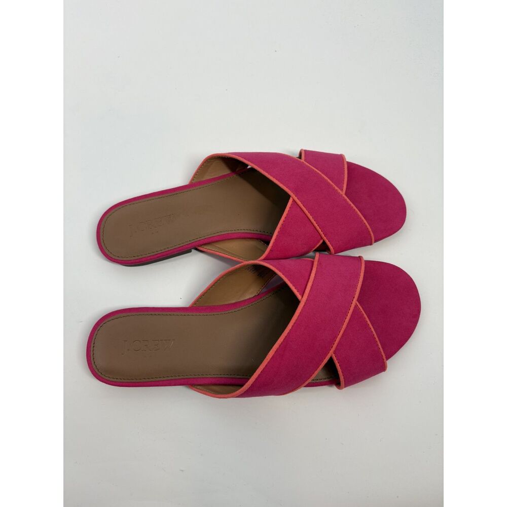 J.Crew Pink Suede Slide Sandals | Crisscross Strap Flat Sandals - Picture 6 of 8